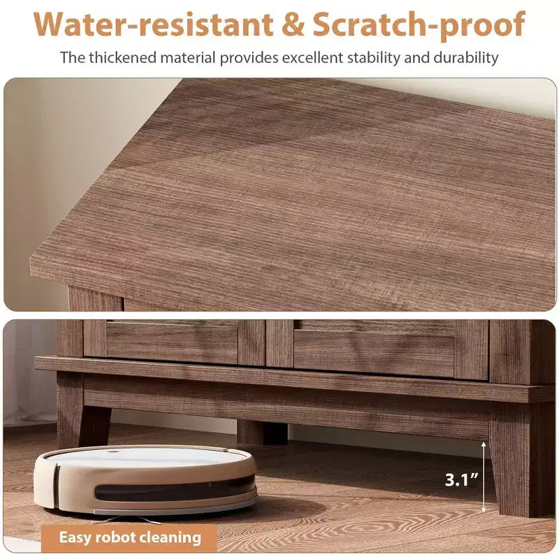 Meuble de rangement rustique avec étagères réglables, organisateur de style fermier avec portes à lattes pour la cuisine et l'entrée