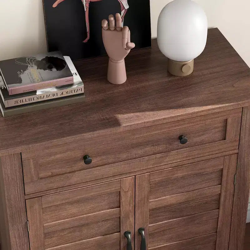 Meuble de rangement rustique avec étagères réglables, organisateur de style fermier avec portes à lattes pour la cuisine et l'entrée