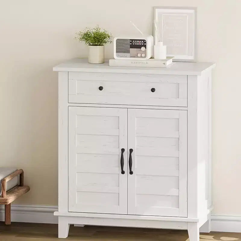 Meuble de rangement rustique avec étagères réglables, organisateur de style fermier avec portes à lattes pour la cuisine et l'entrée