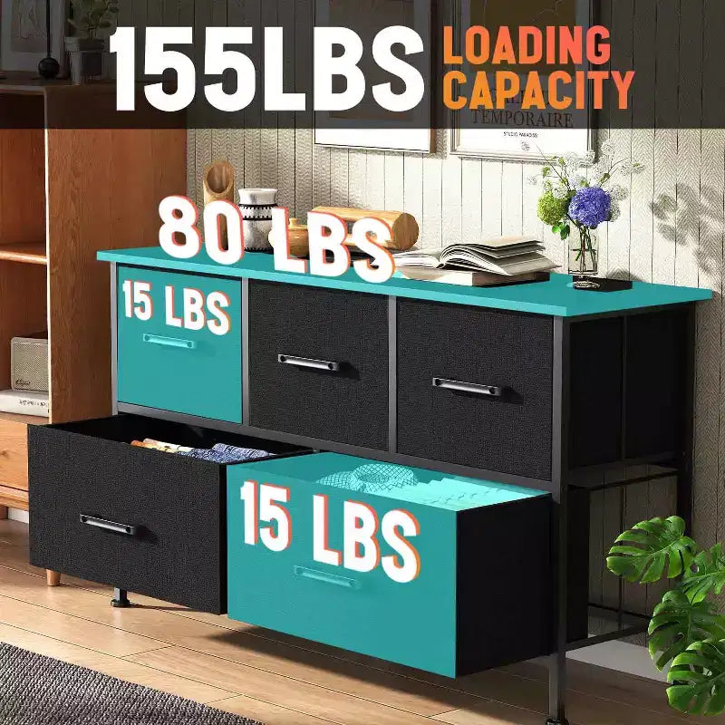 Commode en tissu à 5/8/9 tiroirs avec plateau en bois, meuble de rangement polyvalent avec cadre en acier
