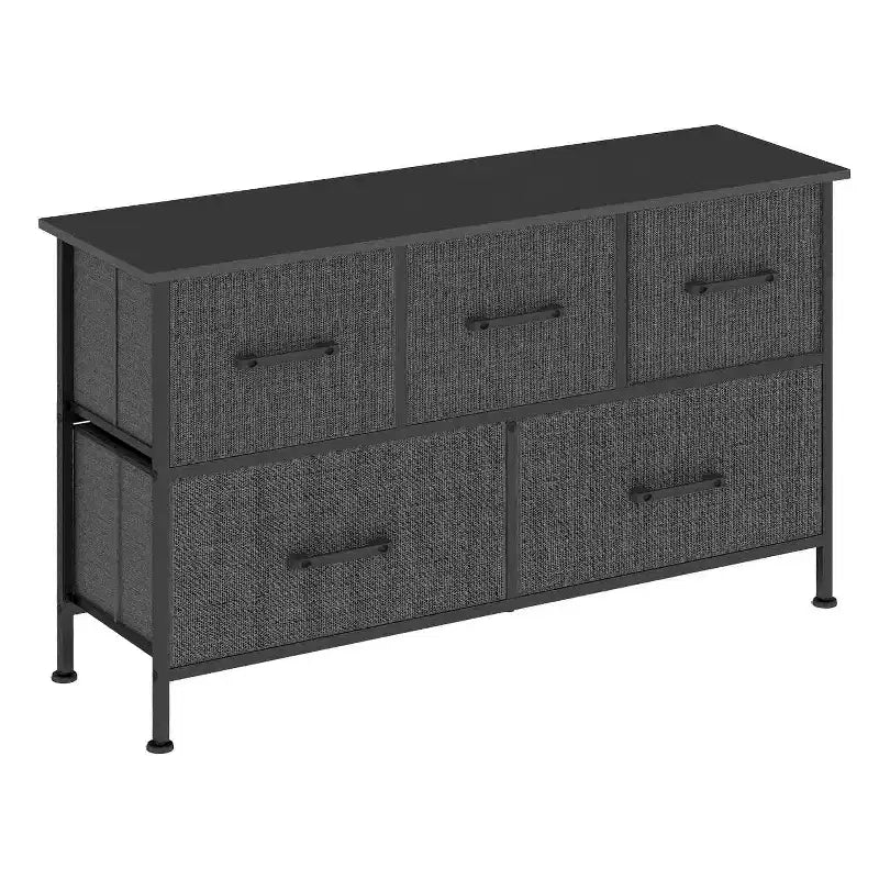 Commode en tissu à 5/8/9 tiroirs avec plateau en bois, meuble de rangement polyvalent avec cadre en acier