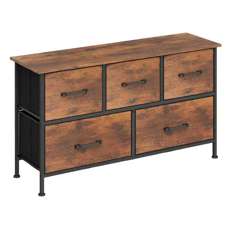Commode en tissu à 5/8/9 tiroirs avec plateau en bois, meuble de rangement polyvalent avec cadre en acier