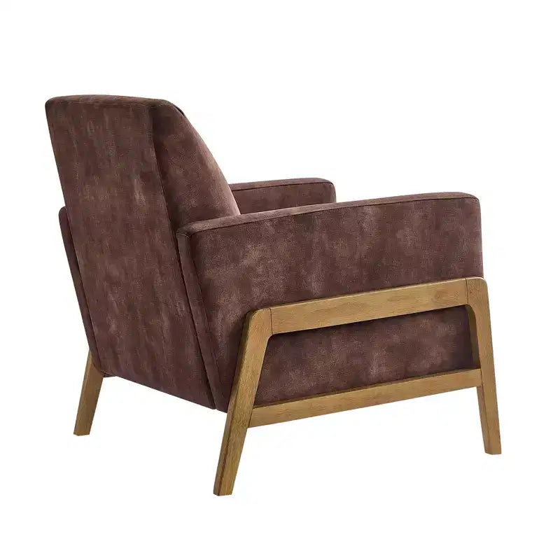 Fauteuil rembourré moderne et élégant avec dossier capitonné et structure en bois massif, chaise de lecture pour salons, zones de détente
