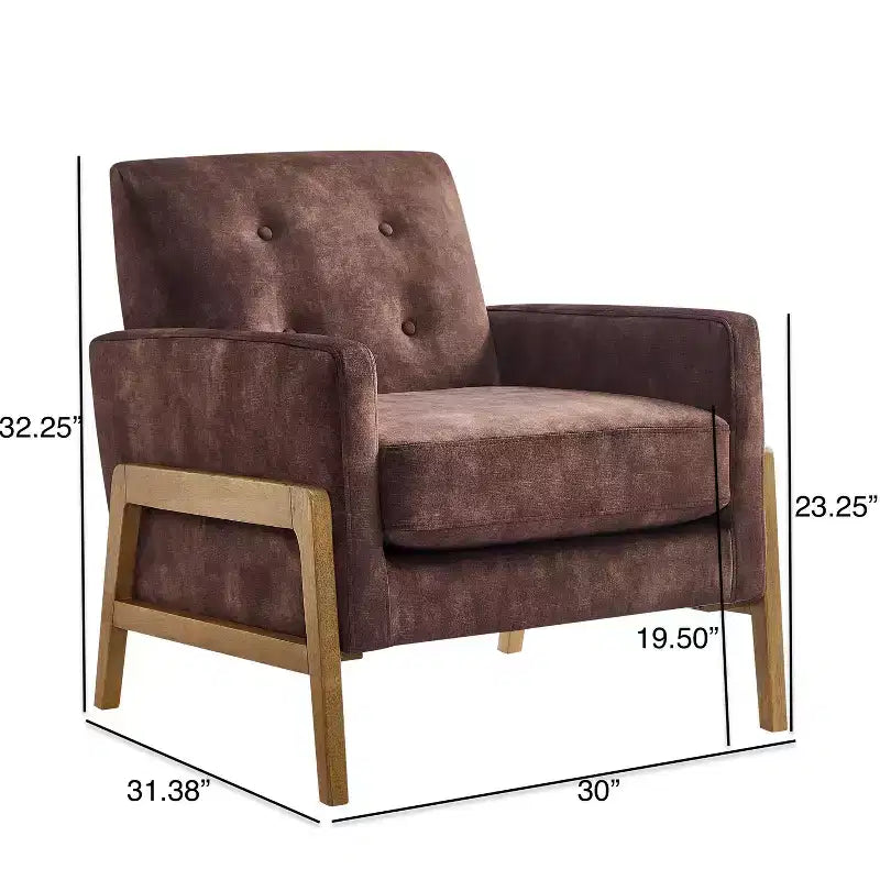 Fauteuil rembourré moderne et élégant avec dossier capitonné et structure en bois massif, chaise de lecture pour salons, zones de détente