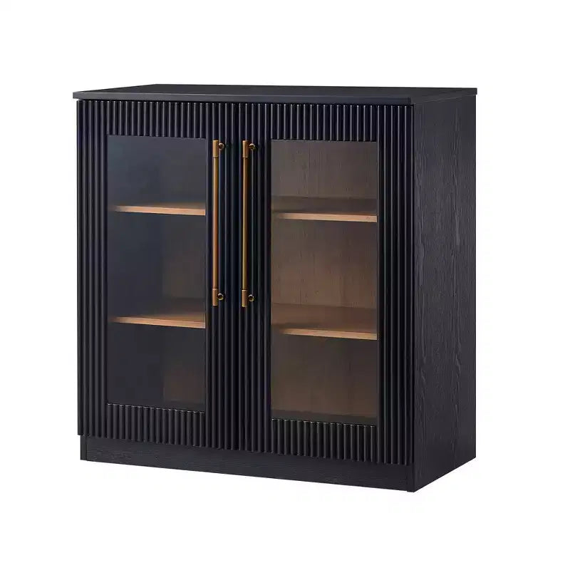 Buffet d'appoint blanc à 2 portes, buffet modulable avec rangement, console à portes cintrées symétriques pour salle à manger, salon