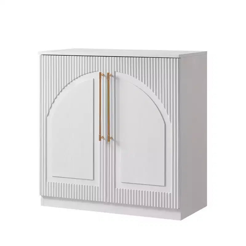 Buffet d'appoint blanc à 2 portes, buffet modulable avec rangement, console à portes cintrées symétriques pour salle à manger, salon