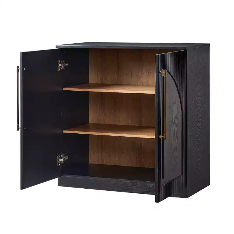 Buffet d'appoint blanc à 2 portes, buffet modulable avec rangement, console à portes cintrées symétriques pour salle à manger, salon