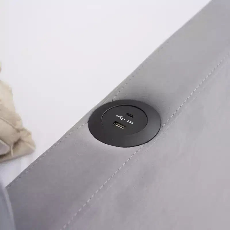 Lit de repos double avec lit gigogne, canapé-lit en velours avec ports USB et poches latérales pour salon, chambre à coucher, chambre d'amis