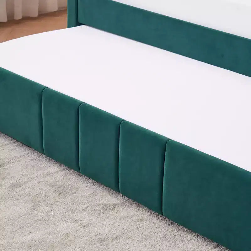 Lit de repos double avec lit gigogne, canapé-lit en velours avec ports USB et poches latérales pour salon, chambre à coucher, chambre d'amis