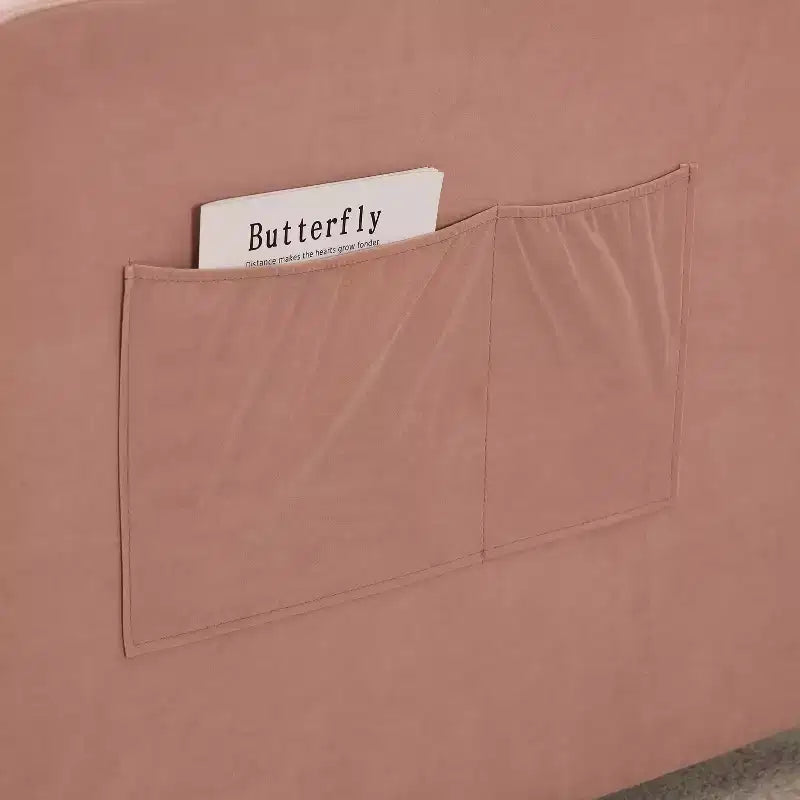 Lit de repos double avec lit gigogne, canapé-lit en velours avec ports USB et poches latérales pour salon, chambre à coucher, chambre d'amis