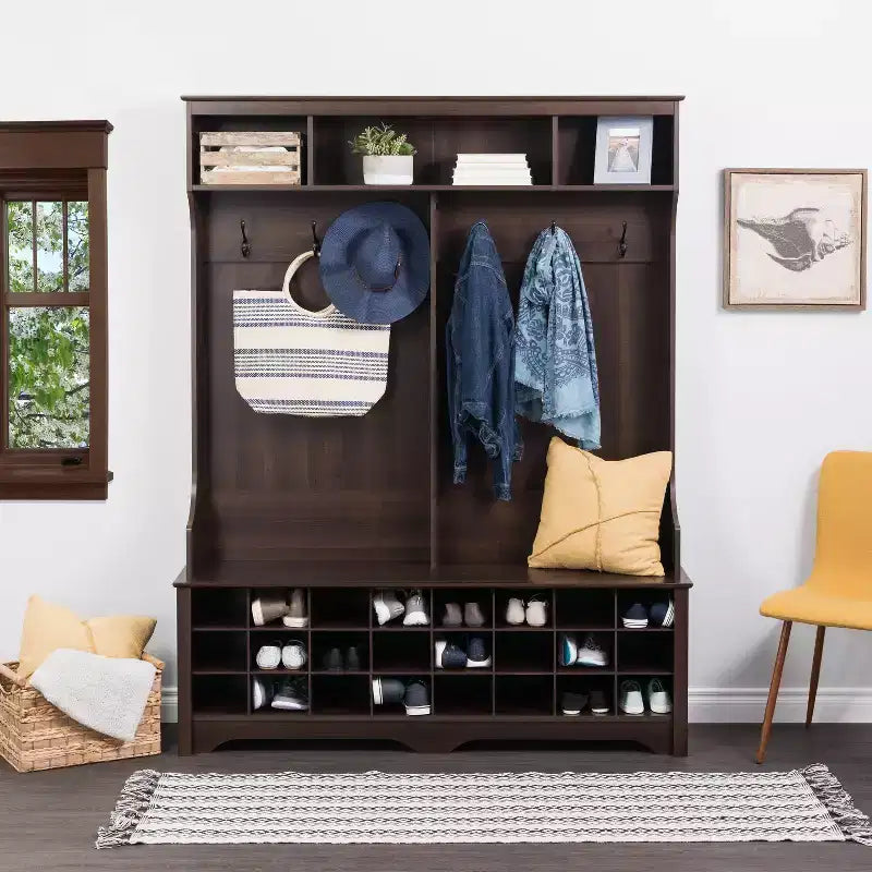 Portemanteau large de 60 pouces avec 24 casiers à chaussures