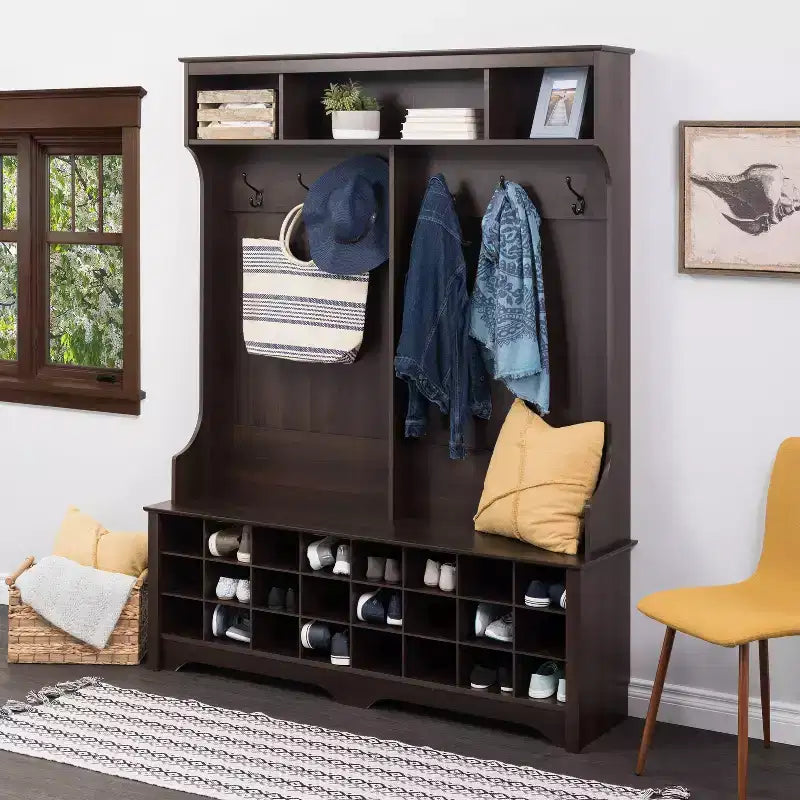 Portemanteau large de 60 pouces avec 24 casiers à chaussures