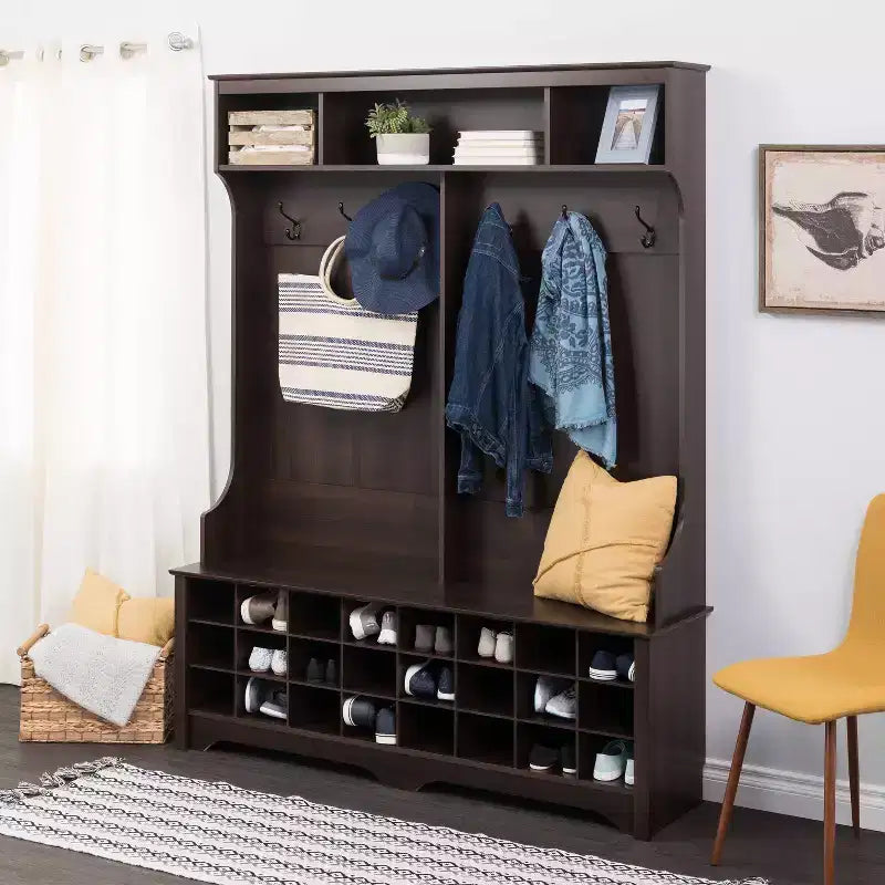 Portemanteau large de 60 pouces avec 24 casiers à chaussures