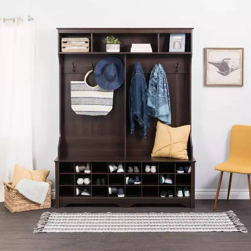 Portemanteau large de 60 pouces avec 24 casiers à chaussures