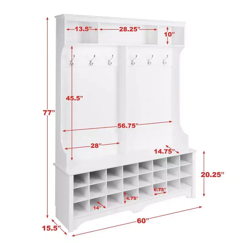 Portemanteau large de 60 pouces avec 24 casiers à chaussures