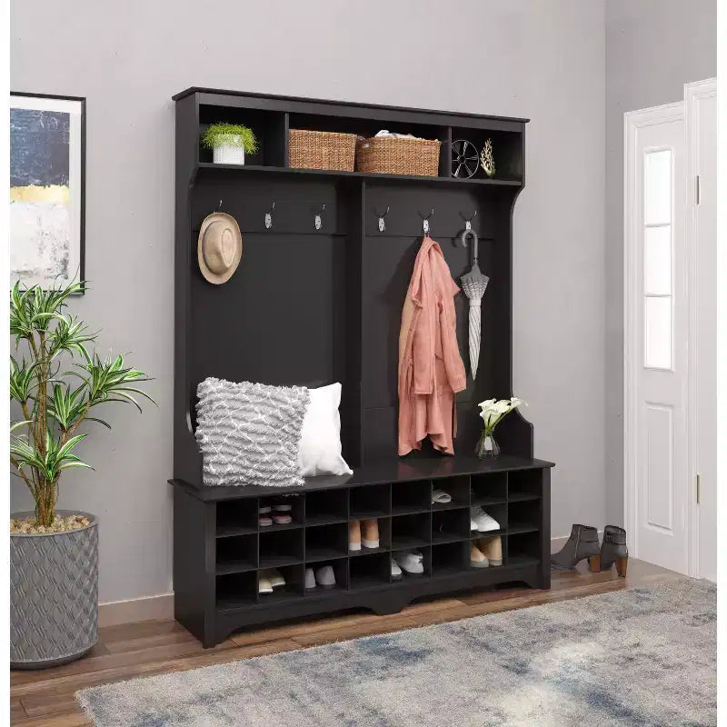Portemanteau large de 60 pouces avec 24 casiers à chaussures