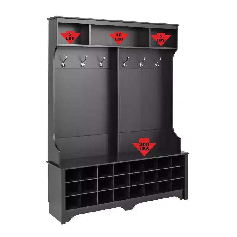 Portemanteau large de 60 pouces avec 24 casiers à chaussures