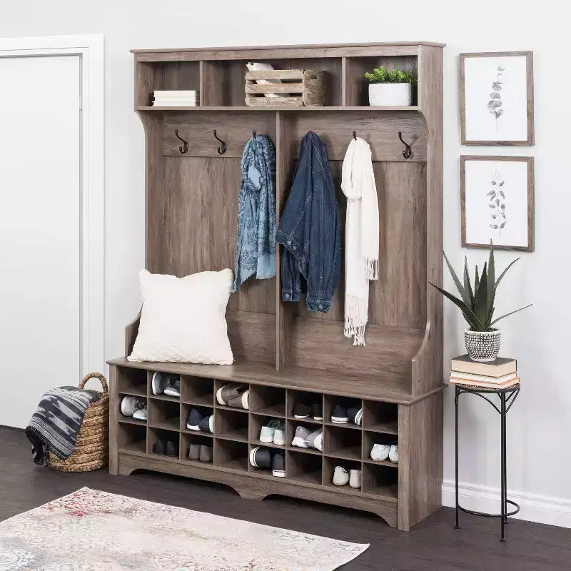 Portemanteau large de 60 pouces avec 24 casiers à chaussures