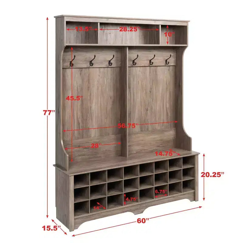 Portemanteau large de 60 pouces avec 24 casiers à chaussures