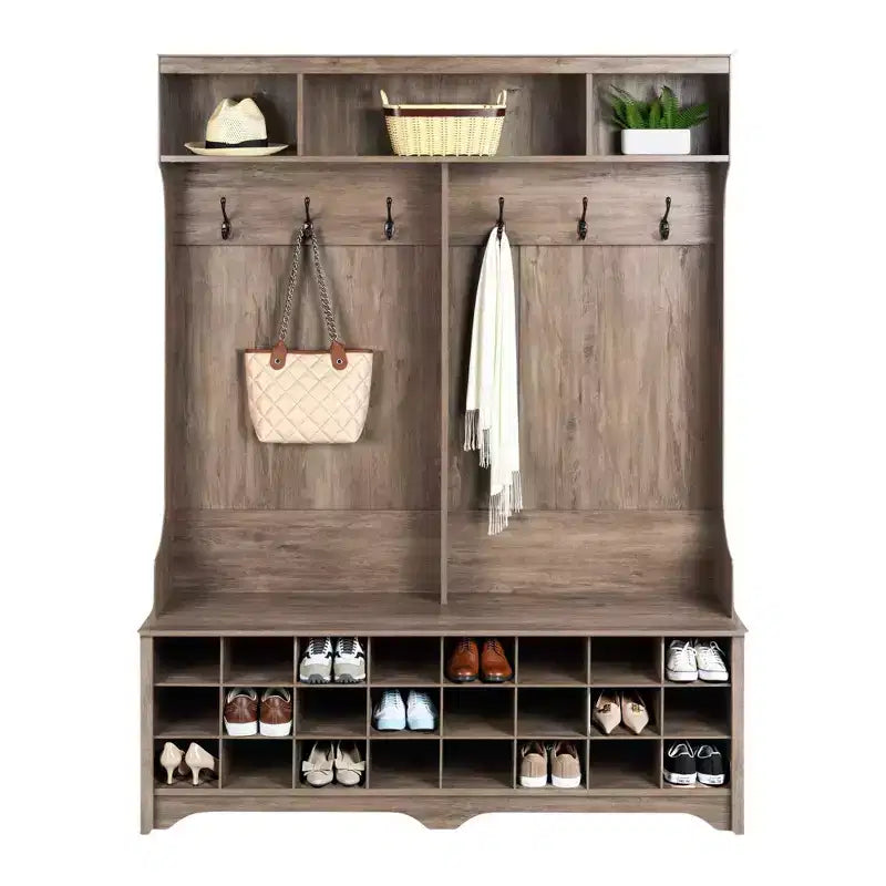 60 Wide Hall Tree with 24 Shoe Cubbies - Prepac